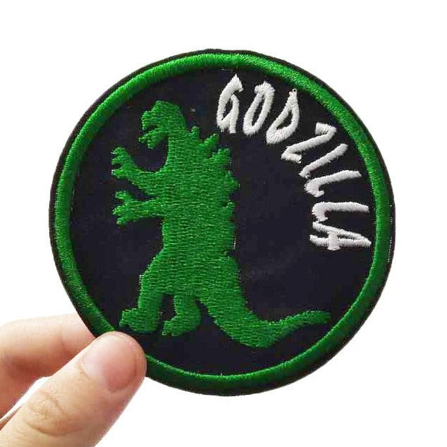 Green Godzilla 'Standing | Round' Embroidered Patch