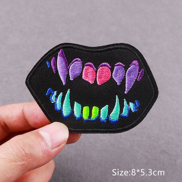 Multicolored Teeth 'Vampire Fangs' Embroidered Patch