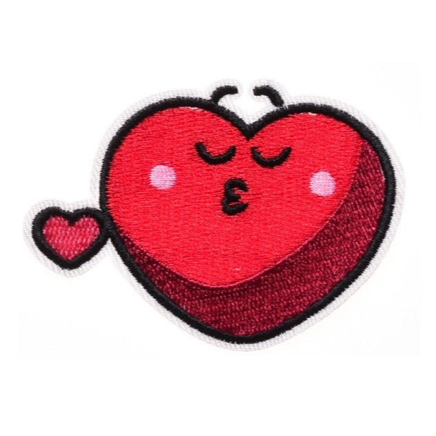 Cute Heart 'Flying Kiss' Embroidered Patch