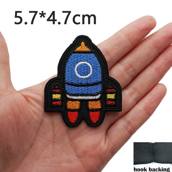Rocket Ship 'Two Exhaust' Embroidered Velcro Patch — Little Patch Co