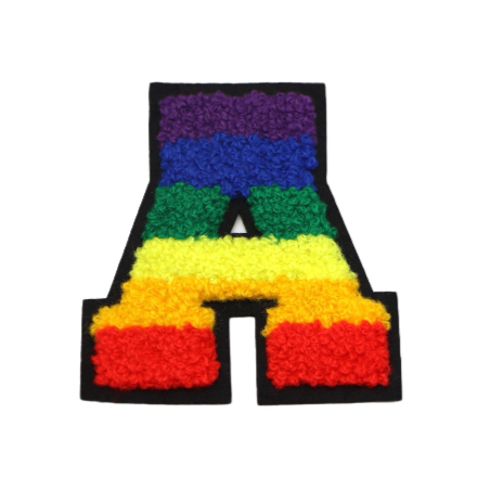 Rainbow Chenille 'Letter A' Embroidered Patch