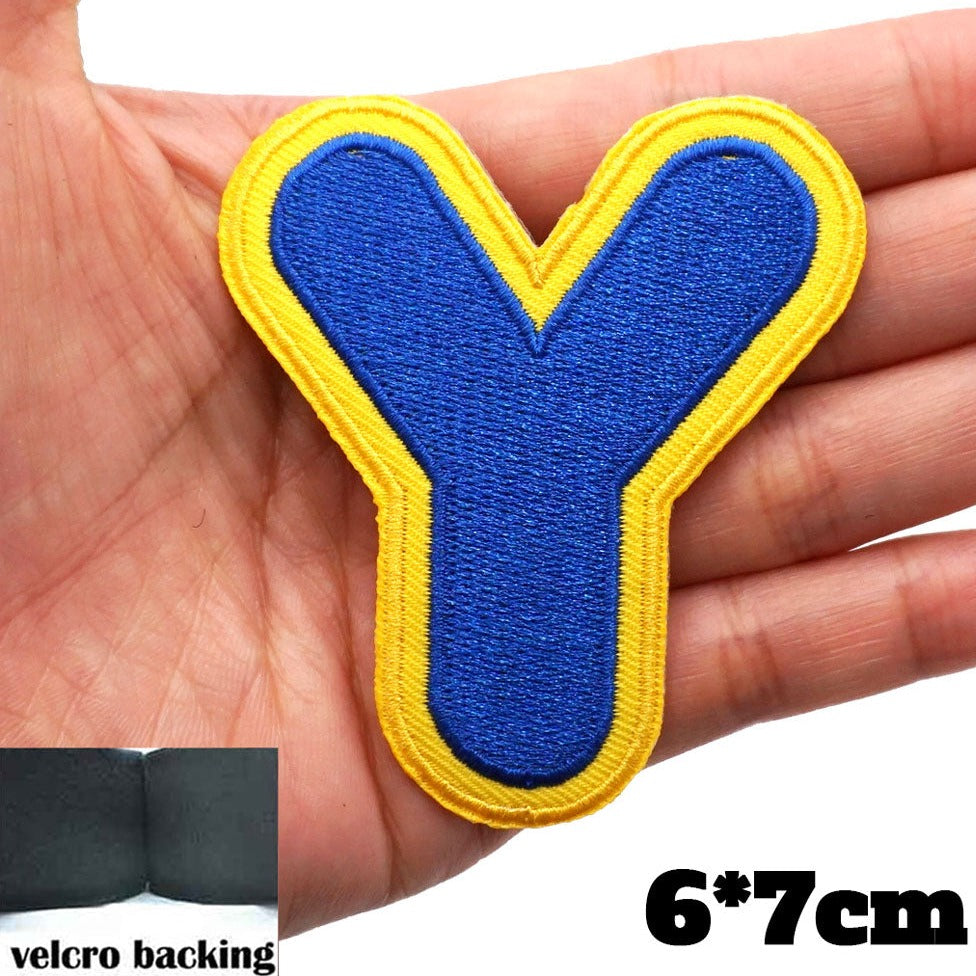 Big Letter Y 'Yellow and Blue' Embroidered Velcro Patch