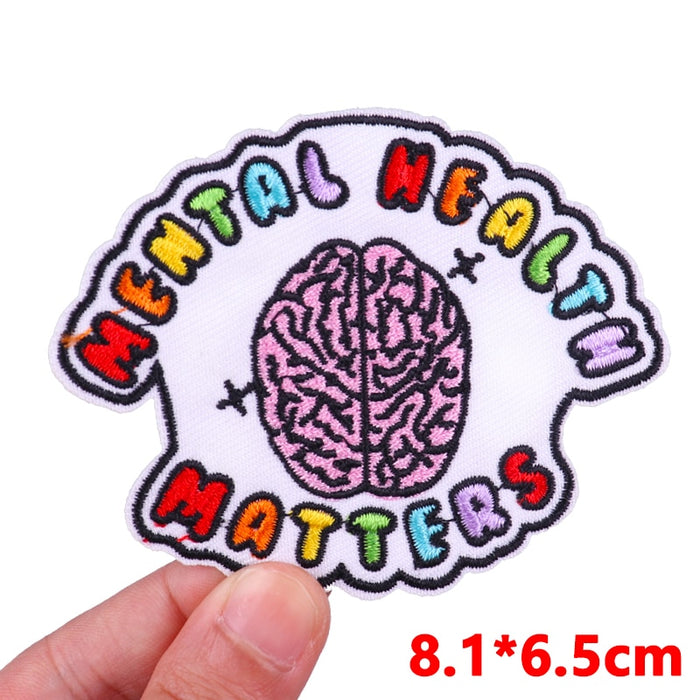 Quote 'Mental Health Matters | Brain' Embroidered Patch