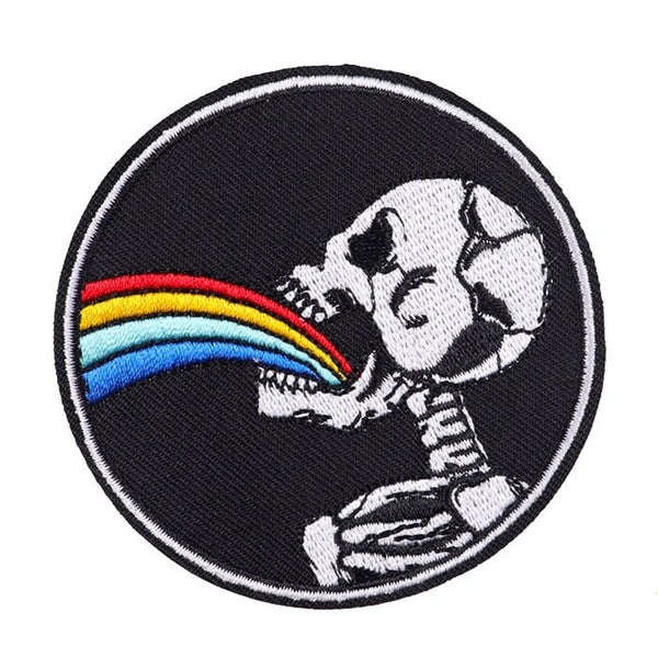 Skull 'Puking Rainbow' Embroidered Patch