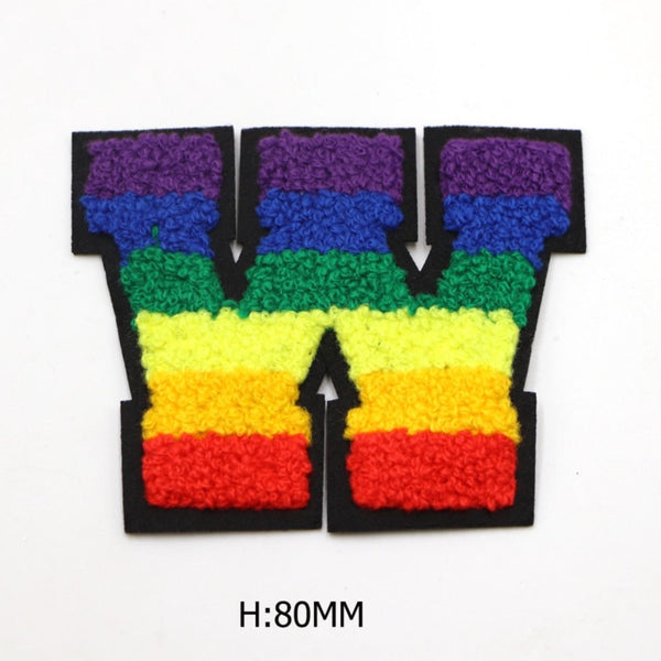 Rainbow Chenille 'Letter W' Embroidered Patch