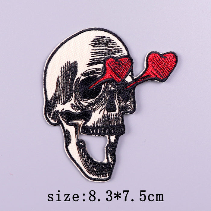 Skull 'Heart Eyes | Falling In Love' Embroidered Velcro Patch