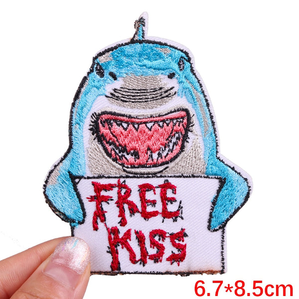 Shark 'Free Kiss' Embroidered Patch