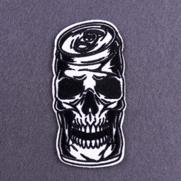 Cool 'Skull In Can' Embroidered Patch