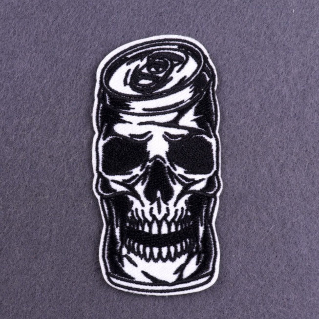 Cool 'Skull In Can' Embroidered Patch