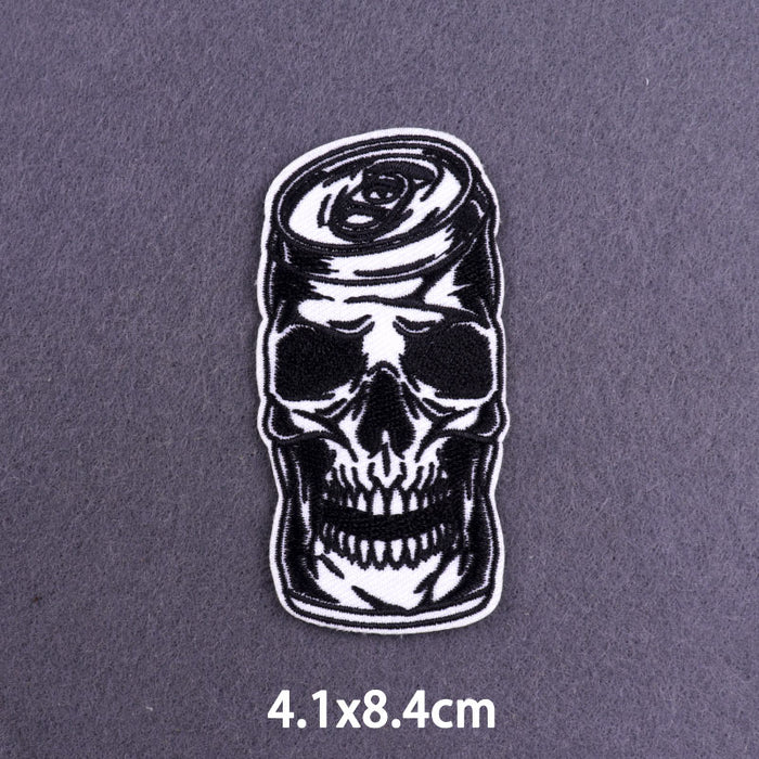 Cool 'Skull In Can' Embroidered Patch