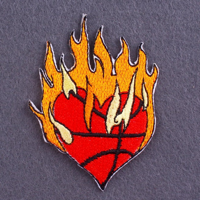 Cool 'Heart Ball On Fire' Embroidered Patch