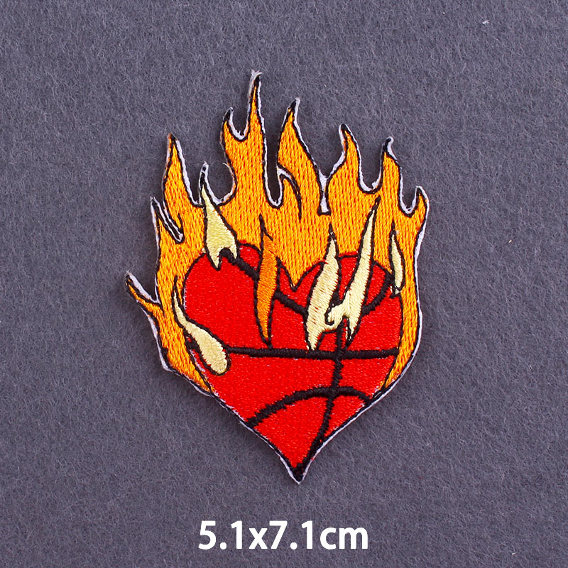 Cool 'Heart Ball On Fire' Embroidered Patch
