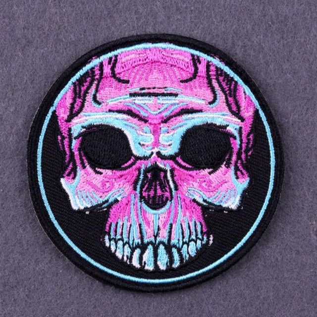 Skull 'Purple Face' Embroidered Patch