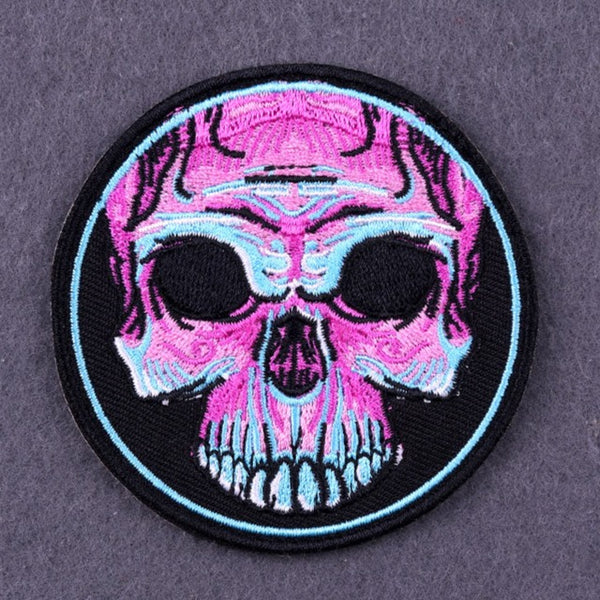 Skull 'Purple Face' Embroidered Patch