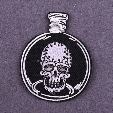 Cool 'Skull In A Potion Bottle' Embroidered Patch