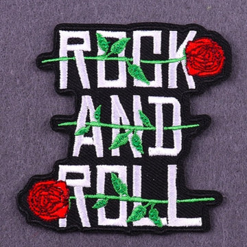 Cool 'Rock And Roll | Red Roses' Embroidered Patch