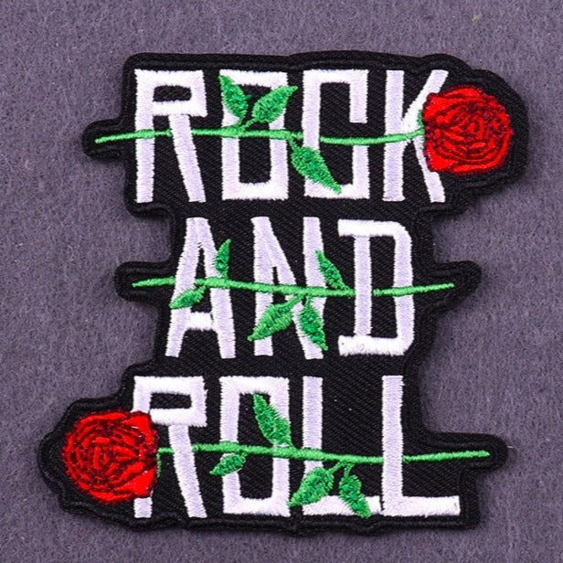 Cool 'Rock And Roll | Red Roses' Embroidered Patch