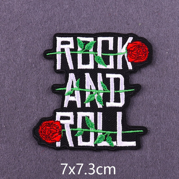 Cool 'Rock And Roll | Red Roses' Embroidered Patch