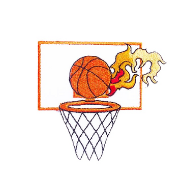 Basketball Ring 'Fire Ball' Embroidered Patch