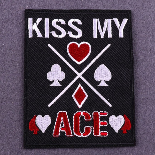 Cool 'Kiss My Ace | Card' Embroidered Patch