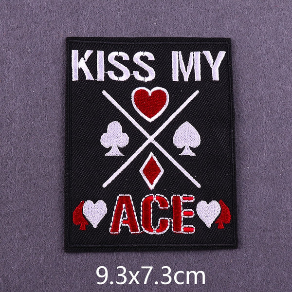 Cool 'Kiss My Ace | Card' Embroidered Patch