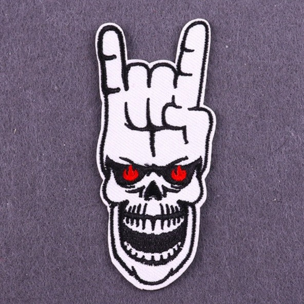 Cool 'Rock On Skull | Fierce' Embroidered Patch