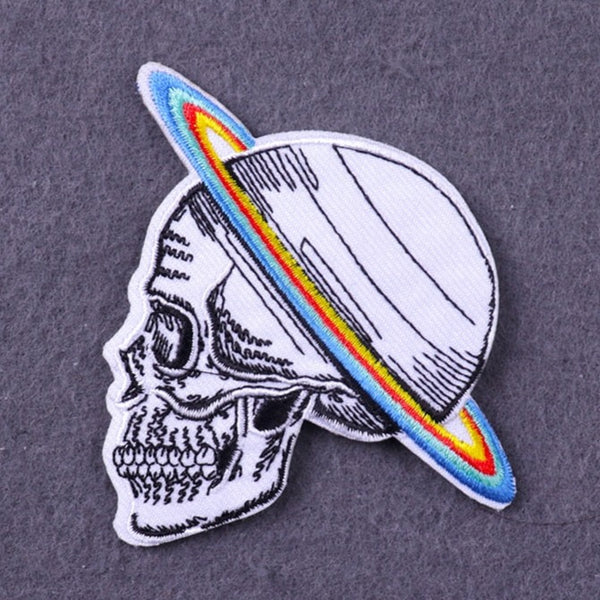 Cool 'Saturn Skull | Colored Ring' Embroidered Patch