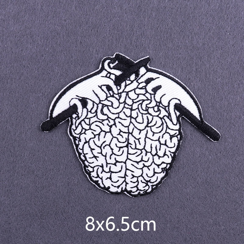 Cool 'Brain Knitting' Embroidered Patch