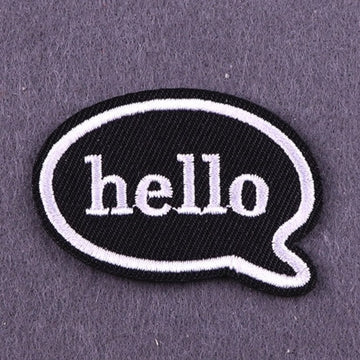 Comic Bubble 'Hello | Black And White' Embroidered Patch
