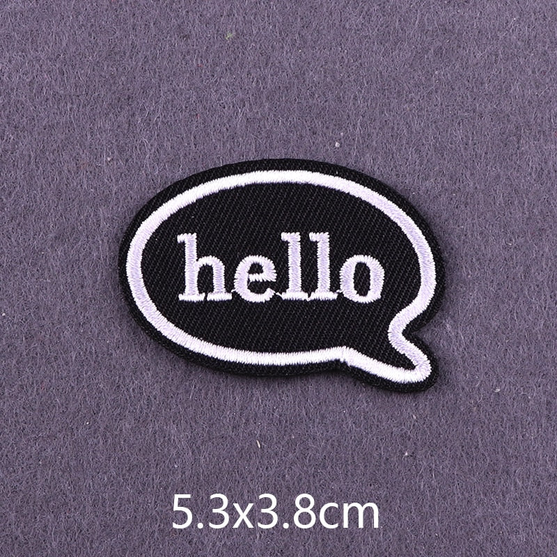 Comic Bubble 'Hello | Black And White' Embroidered Patch