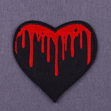 Black Heart 'Bleeding' Embroidered Patch