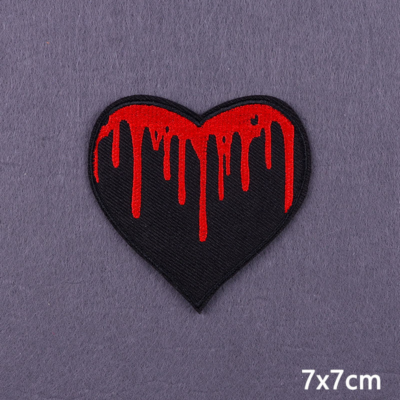 Black Heart 'Bleeding' Embroidered Patch