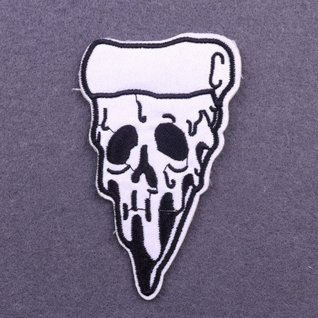 Skull 'Melting Pizza' Embroidered Patch