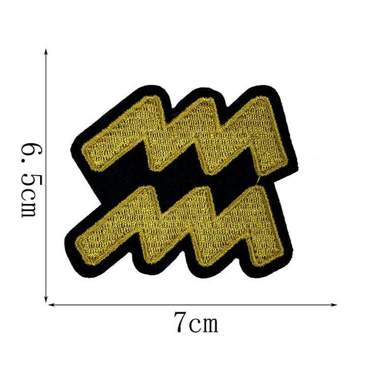 Zodiac Sign Symbol 'Aquarius' Embroidered Patch