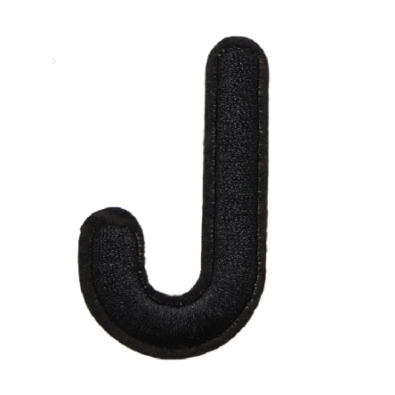 Letter J 'Black' Embroidered Patch