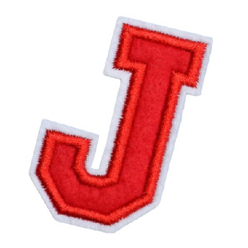 Letter J 'Red' Embroidered Patch