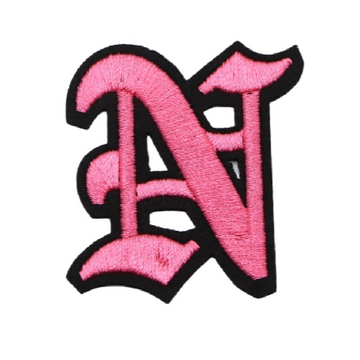 Gothic Font 'Letter N | Pink' Embroidered Patch