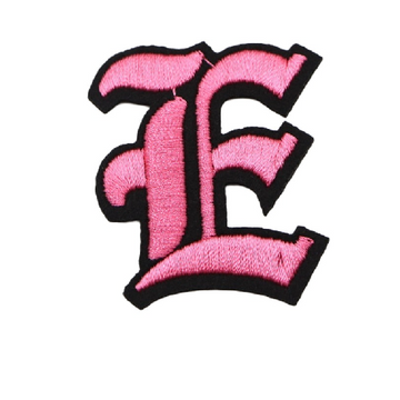 Gothic Font 'Letter E | Pink' Embroidered Patch