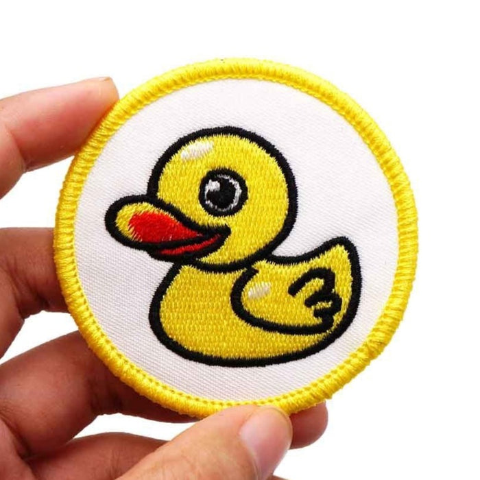 Cute 'Yellow Duck | Round' Embroidered Velcro Patch