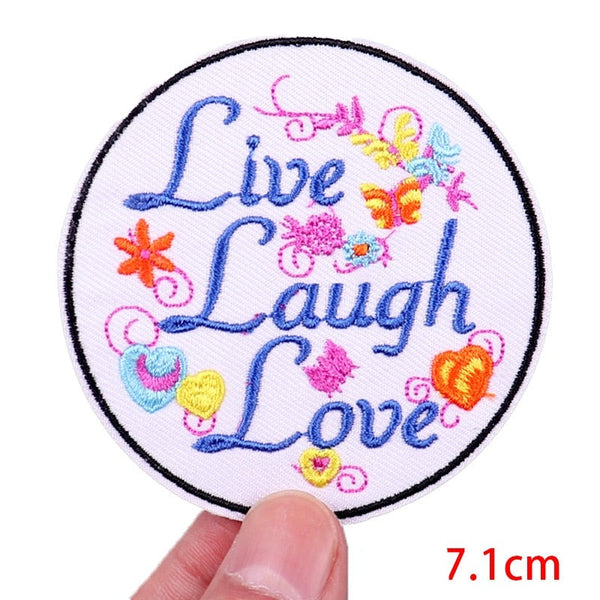 Quote 'Live Laugh Love' Embroidered Patch