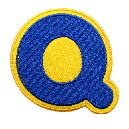 Big Letter Q 'Yellow and Blue' Embroidered Velcro Patch
