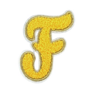 Cute Yellow Chenille 'Letter F' Embroidered Patch