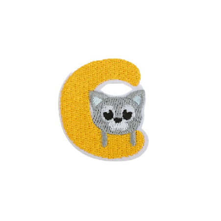 Cute Animal 'Letter C | Cat' Embroidered Patch