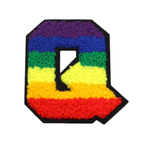 Rainbow Chenille 'Letter Q' Embroidered Patch