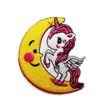 Cute 'Pink Unicorn On The Moon' Embroidered Patch