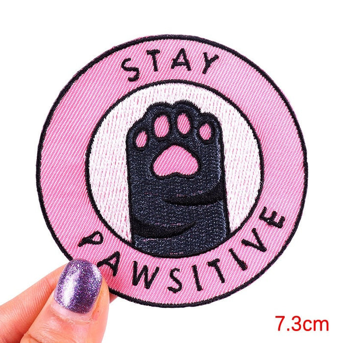 Cute Paw 'Stay Pawsitive | 1.0' Embroidered Patch