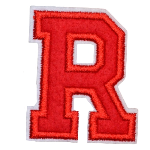 Lower Case R Patches Letter R 'Red' Embroidered Patch