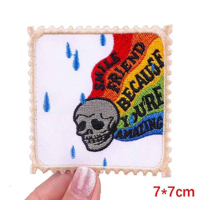 Skull 'Smile Friend Because You're Amazing' Embroidered Patch