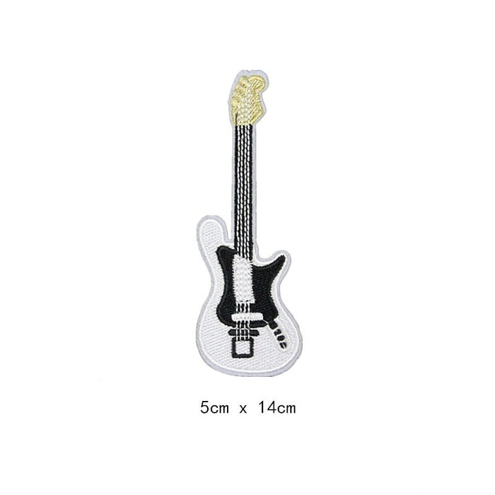 Music 'Electric Guitar | White' Embroidered Velcro Patch