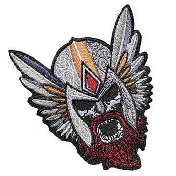 Skull Warrior 'Winged Helmet | 1.0' Embroidered Velcro Patch